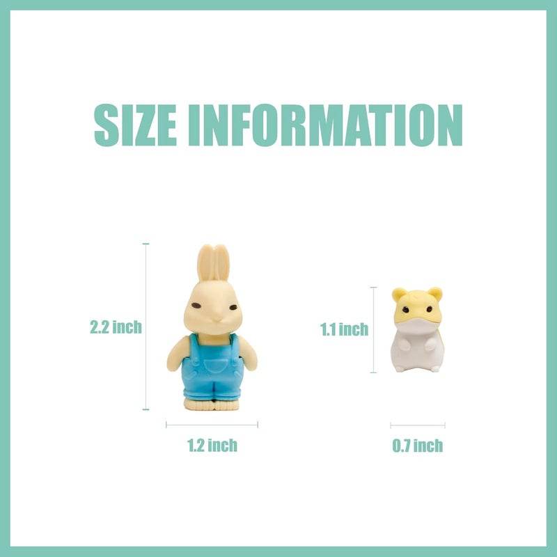 Clock King 132Pcs 3D Animal Erasers for Kids, All are Animal Styles, Random Desktop Pets Toys Gifts, Mini Puzzle Classroom Rewards, Kids Party Favors Back to School Supplies - Image 2
